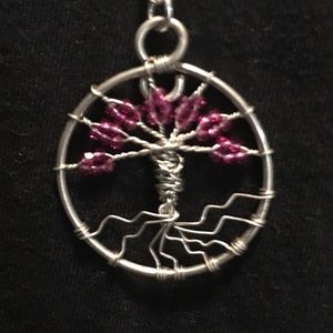 Tiny Pink Swarovski Tree of Life Necklace